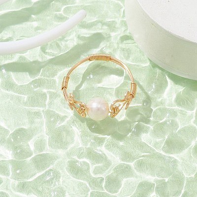 Natural Pearl Finger Ring RJEW-JR00580-1