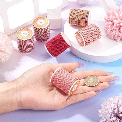 6 Rolls 6 Colors 4-Ply Polycotton Cord with Metallic Thread OCOR-TA0003-05B-1