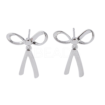 Rack Plating Bowknot Brass Stud Earrings for Women EJEW-NH0002-03P-1