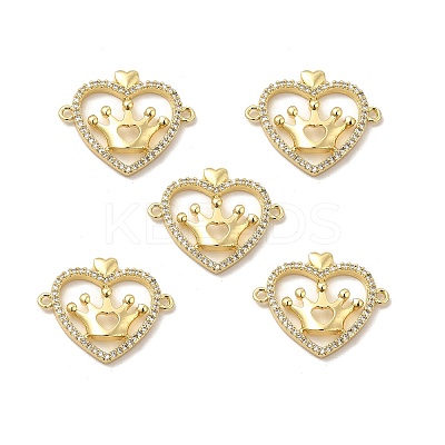 Brass Micro Pave Clear Cubic Zirconia Connector Charms KK-E068-VB045-1