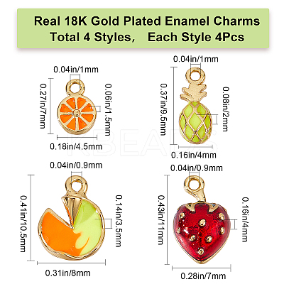 16Pcs 4 Style Brass Enamel Pendants FIND-CN0001-25-1