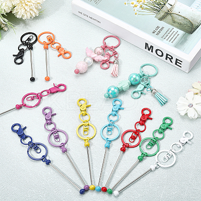 12Pcs 12 Colors Alloy Beadable Keychain Bar KEYC-SC0001-45-1