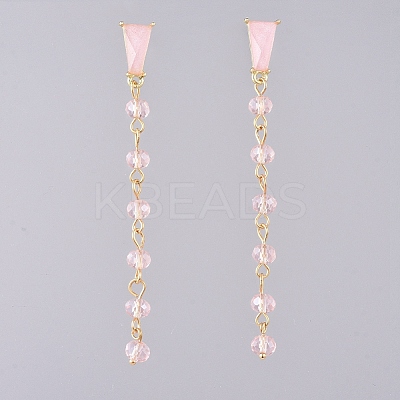 Electroplate Glass Dangle Stud Earrings EJEW-JE04017-04-1