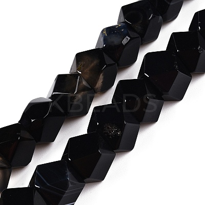 Dyed & Heated Natural Black Agate Beads Strands G-T138-39-1