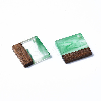 Transparent Resin & Walnut Wood Pendants RESI-T035-31A-1