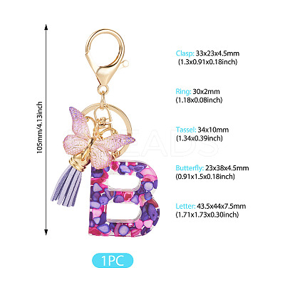 Resin Butterfly Pendant Keychains KEYC-TAC0034-03B-1