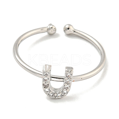 Rack Plating Brass Open Cuff Rings for Women RJEW-F162-02P-U-1