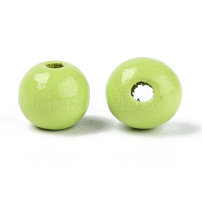 Spray Painted Round Natural Schima Wood Beads WOOD-A018-8mm-19-1