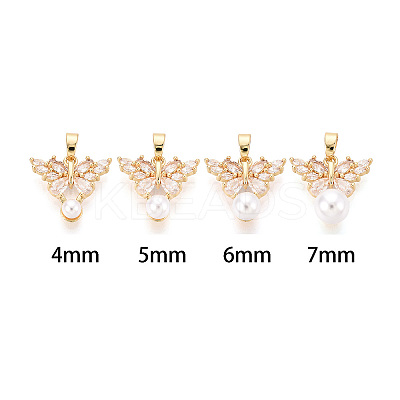 Brass with Cubic Zirconia Cup Pearl Peg Bails Pin Pendants KK-T079-51G-1