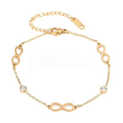 Infinity 304 Stainless Steel Rhinestone Link Bracelets BJEW-B171-12G-1