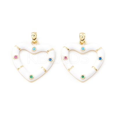 Rack Plating Brass Micro Pave Colorful Cubic Zirconia Pendants KK-D073-07G-02-1