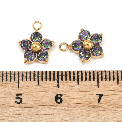 304 Stainless Steel Micro Pave Cubic Zirconia Charms STAS-B088-01G-03-1