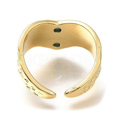 Heart Rack Plating Brass Micro Pave Cubic Zirconia Open Cuff Rings for Women RJEW-M022-26G-1