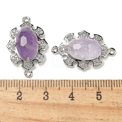Natural Amethyst Faceted Oval Connector Charms G-G181-06P-04-1