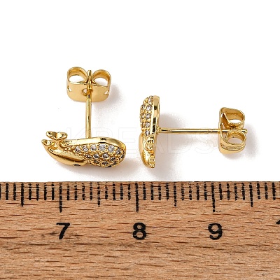 Brass Micro Pave Clear Cubic Zirconia Stud Earrings LS-EJEW-D328-04G-03-1