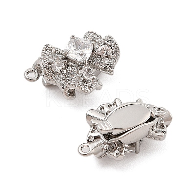 Brass Micro Pave Clear Cubic Zirconia Box Clasps LS-KK-C075-17P-1