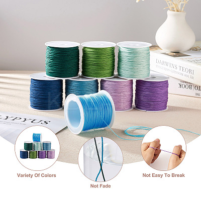 8 Rolls 8 Styles Nylon Braided Cord NWIR-YS0001-03-1