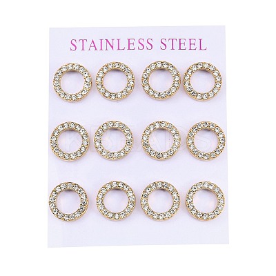 PVD Vacuum Plating 304 Stainless Steel Stud Earrings EJEW-C099-09G-02-1