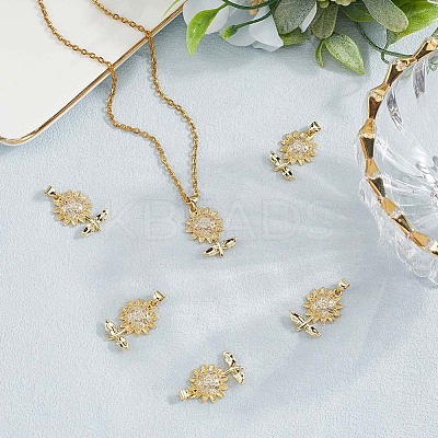 6Pcs Rack Plating Brass Micro Pave Cubic Zirconia Pendants KK-BBC0020-64-1