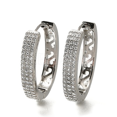 Brass Cubic Zirconia Hoop Earrings EJEW-M048-05P-1