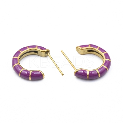 Enamel C-shape Stud Earrings EJEW-N052-05F-1