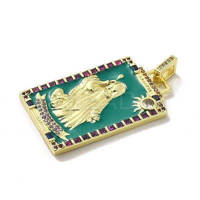 Brass Micro Pave Cubic Zirconia Pendants with Enamel KK-H458-03G-14-1