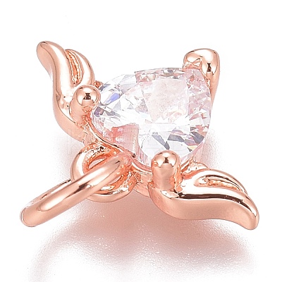 Brass Micro Pave Clear Cubic Zirconia Charms ZIRC-O035-26-1