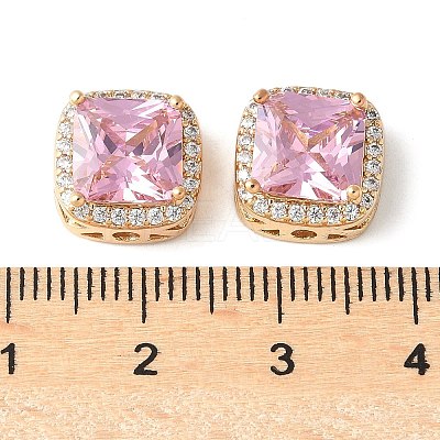 Brass Micro Pave Cubic Zirconia Beads KK-A253-20G-01-1