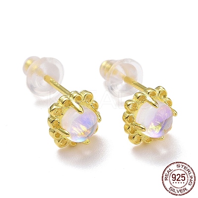 925 Sterling Silver Stud Earrings LS-EJEW-M202-02G-1