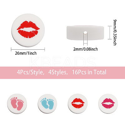 16Pcs 4 Style Food Grade Eco-Friendly Silicone Beads SIL-CA0002-08-1