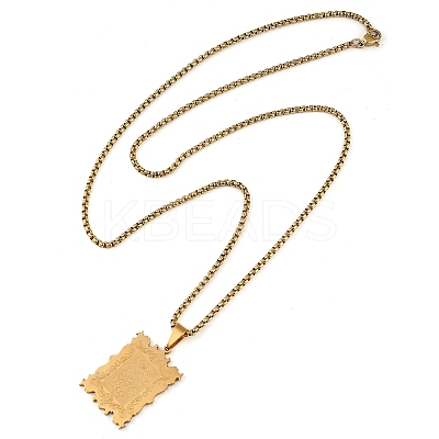 201 Stainless Steel Arabic Elements Rectangle Pendant Box Chain Necklaces LS-NJEW-D089-02G-1