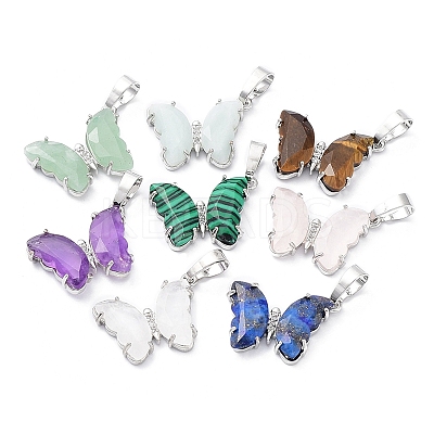 Natural & Synthetic Mixed Gemstone Pendants G-K338-01P-1
