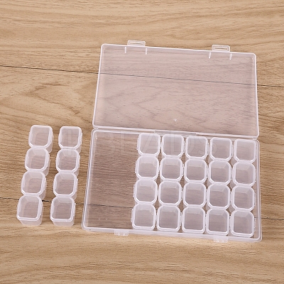 Transparent Plastic 28 Grids Bead Containers CON-PW0001-029-1