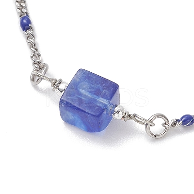 Blue Watermelon Stone Glass Bead Link Btacelets BJEW-JB13080-1