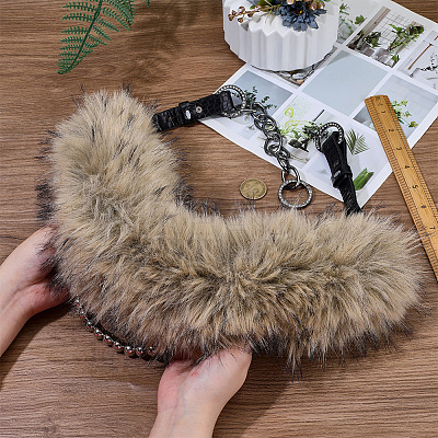 Faux Fur PU Leather Chain Belts AJEW-WH20072-55A-01-1