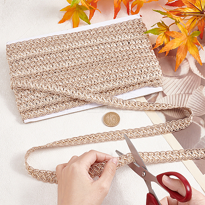 Polyester Braided Lace Trim OCOR-WH0078-09B-1
