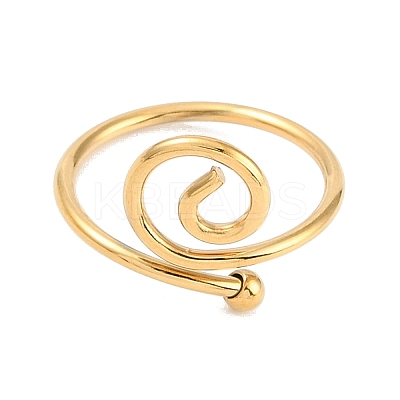 Ion Plating(IP) 304 Stainless Steel Spiral Open Cuff Ring for Women RJEW-C097-04G-1