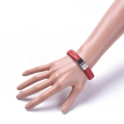 Unisex Leather Cord Weave Bracelets BJEW-JB04893-1