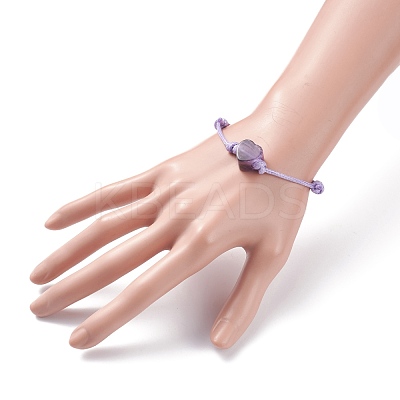 Natural Amethyst Heart Braided Cord Bracelet BJEW-JB07685-05-1