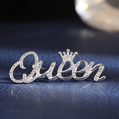 Wholesale Crystal Rhinestone Crown with Word Queen Safety Pin