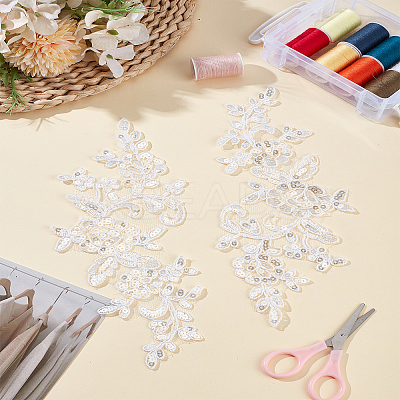 2Pairs Leaves Polyester Embroidery Ornaments Accessories DIY-LP0003-31B-1