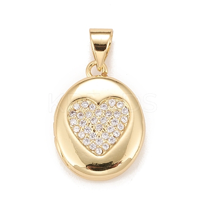 Brass Micro Pave Cubic Zirconia Locket Pendants KK-A161-41G-1
