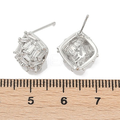 Brass Micro Pave Cubic Zirconia Stud Earring Findings LS-KK-Z094-11P-1