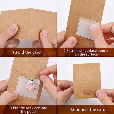 60Pcs Rectangle Foldable Cardboard Necklace Display Cards CDIS-GL0001-02-1