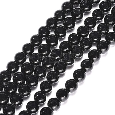 Synthetic Black Stone Beads Strands GSR12mmC044-1