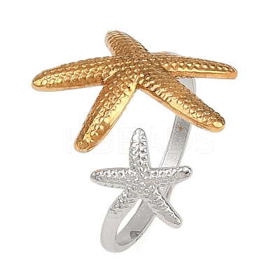 Adjustable 304 Stainless Steel Cuff Rings for Women RJEW-B135-01GP-07-1