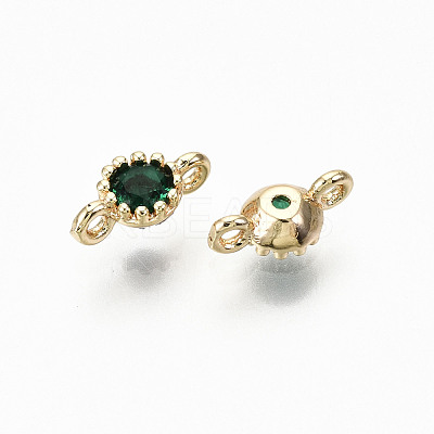 Brass Micro Pave Green Cubic Zirconia Links Connectors KK-T063-58G-NF-1