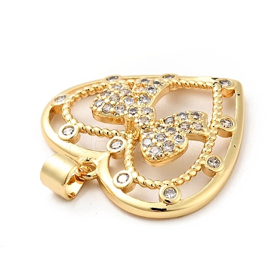 Rack Plating Brass Micro Pave Clear Cubic Zirconia Pendants ZIRC-F129-42G-1