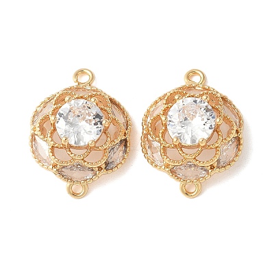Flower Brass Connector Charms KK-A253-04G-1
