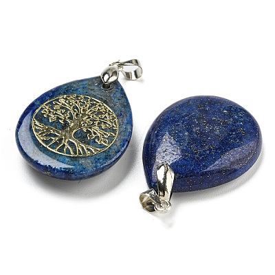Dyed Natural Lapis Lazuli Teardrop Pendants G-Q175-01D-1
